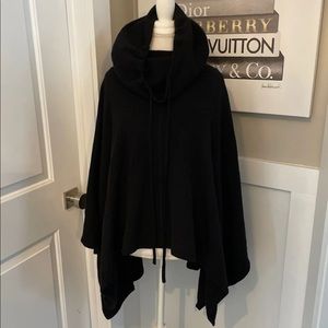 Neiman Marcus Wool & Cashmere Black Poncho NWT